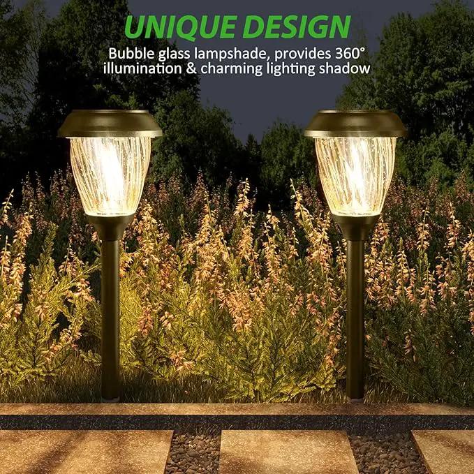 XMCOSY+ Solar Pathway Lights Outdoor, 10/25 LM in 2 Lighting Modes, Glass Stainless Steel Waterproof Outside Solar Powered Garden LED Lights for Yard Lawn Driveway Walkway Landscape Decor(Warm White) by GreenHaven Gardens