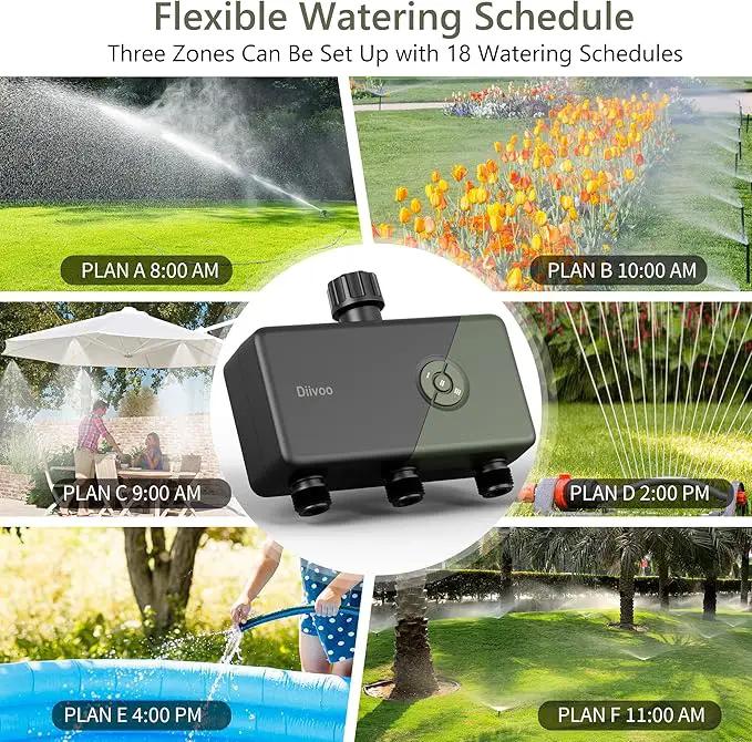 Diivoo Smart Water Timer 3 Zone, WiFi Sprinkler Hose Timer Compatible with Alexa and Google, Remote Control Irrigation Timer, Automatic Manual Watering, Rain Delay, for Garden, Lawns and Yards by GreenHaven Gardens