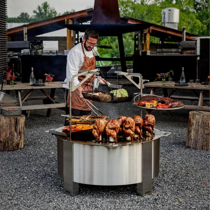 Breeo Smokeless Fire Pit (X Series 42, Stainless Steel, Lid Included) | 46 inch Smokeless Firepit for Outside | 190 Pounds | Ideal for Large GatheringsCompatible with Wide Range of Breeo Accessories by GreenHaven Gardens