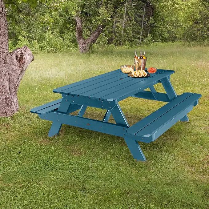 highwood Hometown Picnic Table, 6 Foot, Nanatucket Blue by GreenHaven Gardens