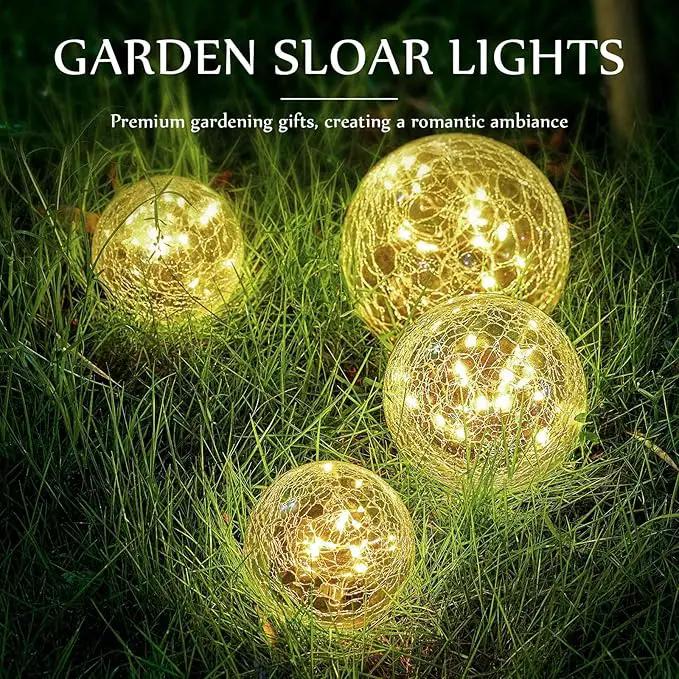 Honoson 6 Inch Solar Globe Lights Outdoor Waterproof, Solar Balls for Garden Cracked Glass Ball, Ground Landscape Garden Decor for Patio and Yard Lawn Backyard (4 Pieces) by GreenHaven Gardens