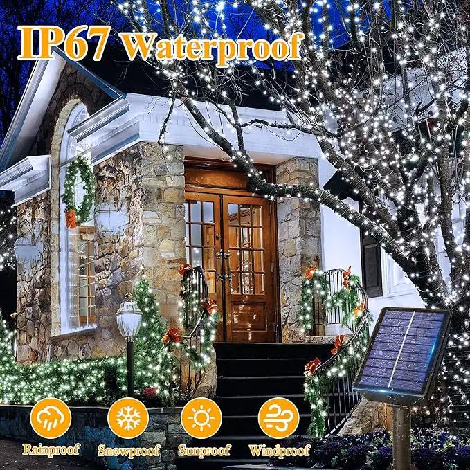 Ollny Solar String Lights Outdoor, 2 Pack Total 198FT 600LED Solar Fairy Lights, 8 Modes IP67 Waterproof for Outside Yard Garden Patio Xmas Party, Cool White by GreenHaven Gardens