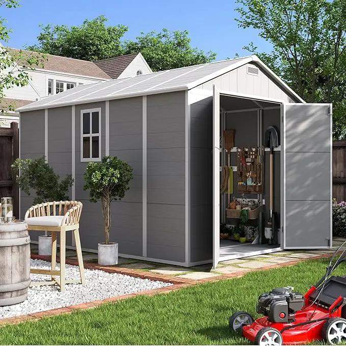 UDPATIO Outdoor Storage Shed 7.5x10.7 FT, Grey & White Resin & Steel Shed with Lockable Door for Backyard, Patio, Lawn by GreenHaven Gardens