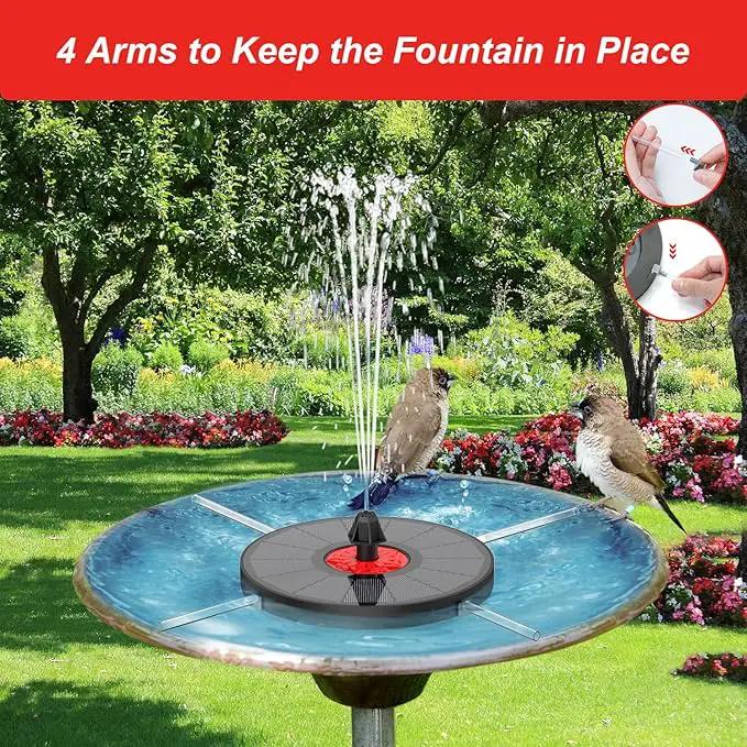 Solar Fountain with Red Flower - Attract Birds - Upgrade 3.5W Solar Bird Bath Fountains, Solar Powered Water Feature Fountain Pump with 7 Nozzles for Hummingbirds, Garden, Pool, and Pond by GreenHaven Gardens