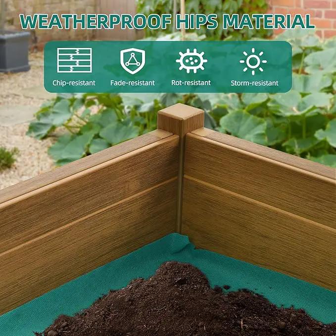 YITAHOME Raised Garden Bed, HIPS Poly Wood Elevated Planter Box with Legs and Drainage Hole, Small Flower Box Stand for Patio Balcony Garden Backyard, Teak by GreenHaven Gardens