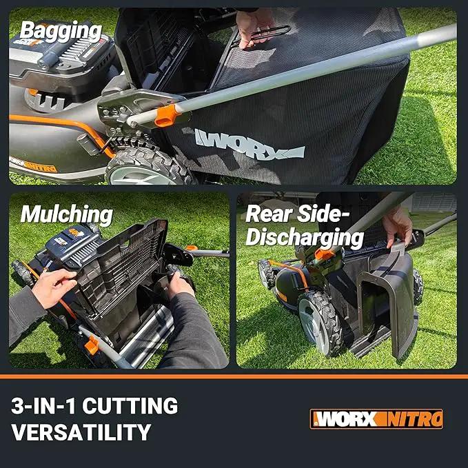 WORX Nitro 40V 21" Cordless Lawn Mower w/Aerodeck & Intellicut, Brushless Electric Mower Up to 1/2 Acre, Push Lawn Mower w/ 7-Position Height Adjustment WG752 – Batteries & Charger Included by GreenHaven Gardens