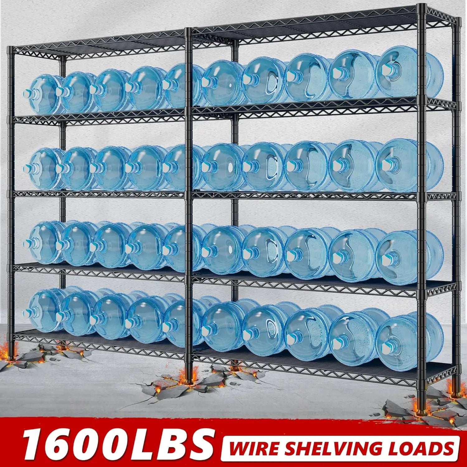 REIBII 70"W Storage Shelves Load 1600LBS, Metal Shelving 5-tier Wire Shelving Unit Metal Shelves for Storage Adjustable Garage Shelving for Pantry Kitchen Garage Commercial school 70"W*15.8"D*72.4"H by GreenHaven Gardens