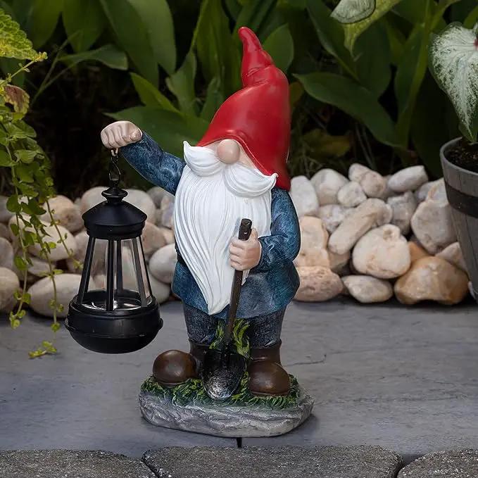VP Home Earnest Garden Gnomes with Lantern Lawn Gnome Great Addition for Your Garden Solar Powered Light Garden Knome Christmas Decorations Gifts for Outside Patio Lawn by GreenHaven Gardens