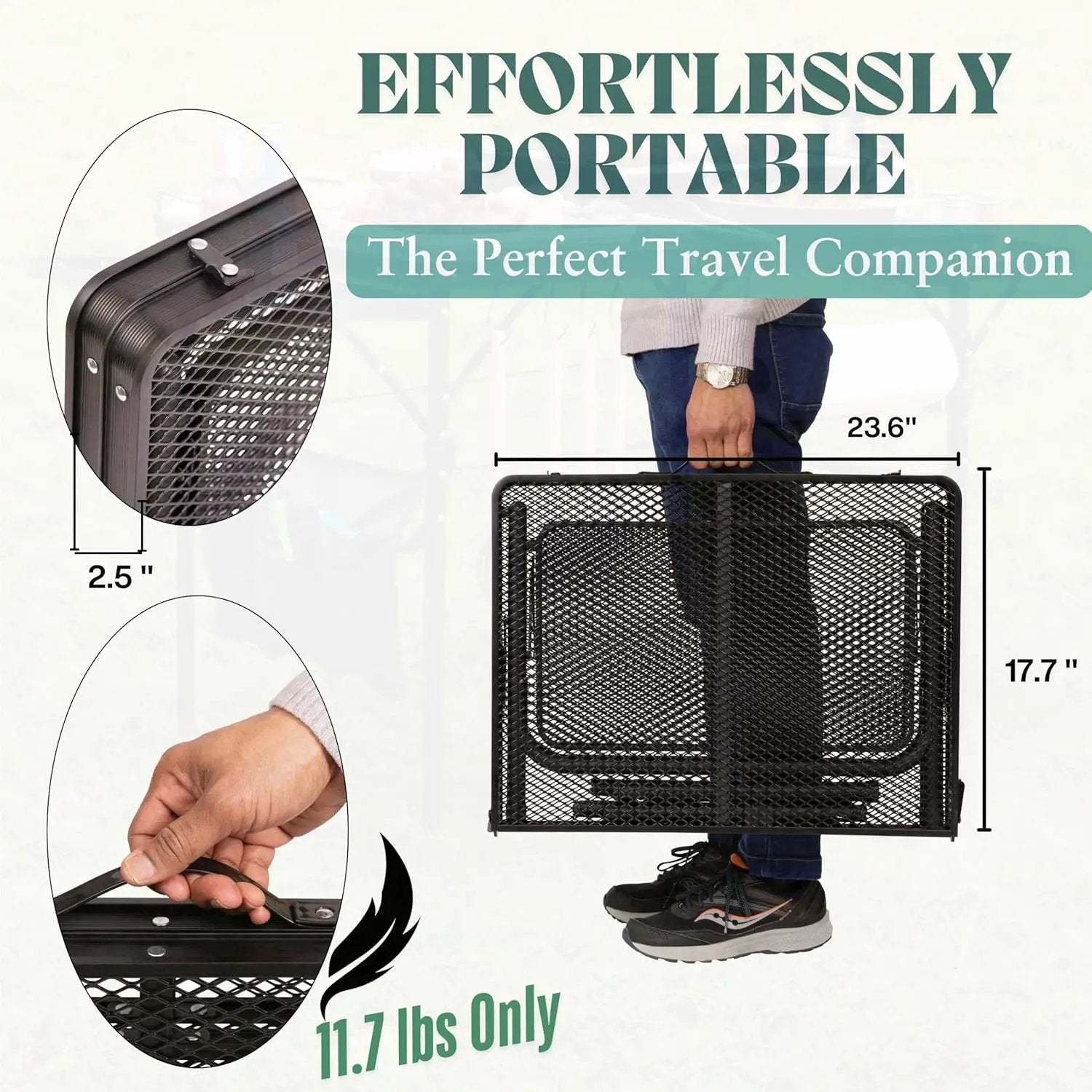 Folding Table w/ Carry Bag, Paper Towel Holder, Garbage Holder, Wing Panels, 3x2 FT Foldable Table for Portable Grill, Picnic, Outdoor, Beach, Small Folding Table Adjustable Height,Camping Table, BBQ by GreenHaven Gardens