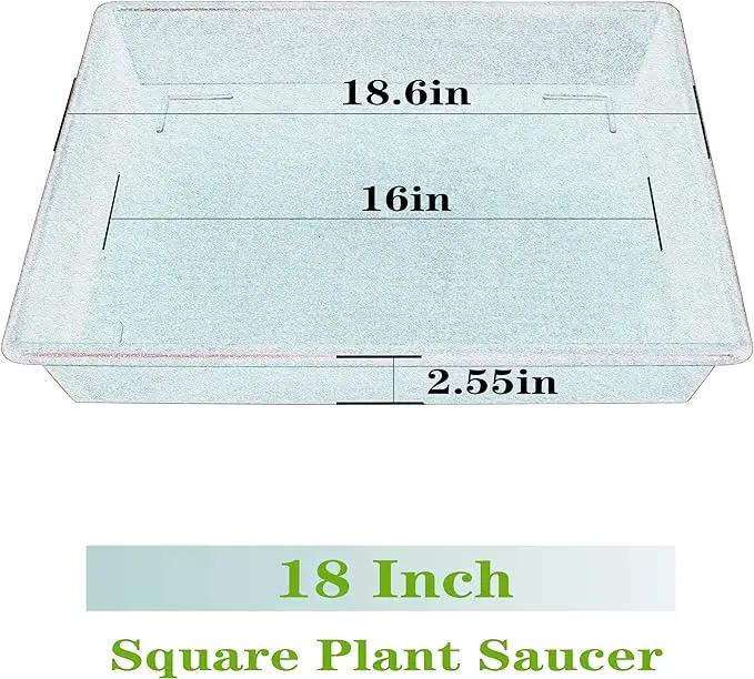 Square Plant Saucer 18 Inch 2 Pack, Large Plant Trays for Pots Heavy Duty Plastic Plant Saucers for Indoors Outdoors, Flower Pot Plant Drip Trays No Holes Plant Lover Gardening Gifts by GreenHaven Gardens