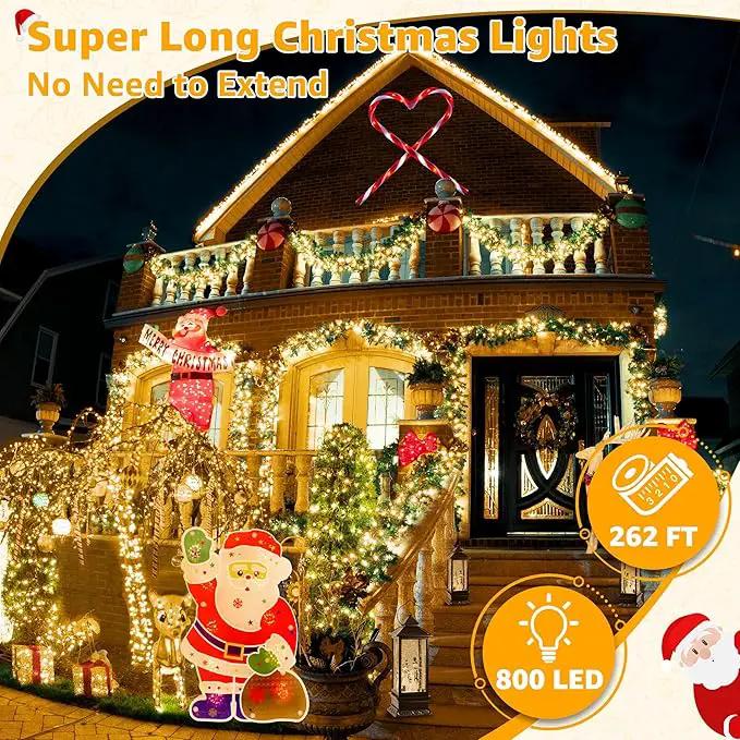 Ollny Outdoor String Lights 800LED 262FT, Warm White Waterproof Fairy Light with Remote Plug in, 8 Modes Timers Dimmable Christmas Lights for Outside Indoor Bedroom Patio Camping Garden by GreenHaven Gardens