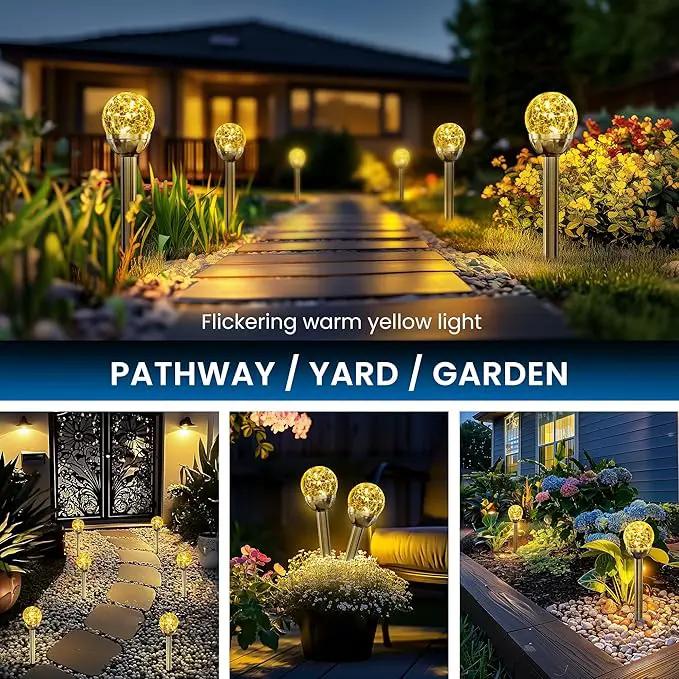 SOLPEX Solar Garden Lights String, 6 Pack Outdoor Christmas Decoration Warm White Solar Powered Cracked Glass Ball Lights, Waterproof for Patio Decoration by GreenHaven Gardens