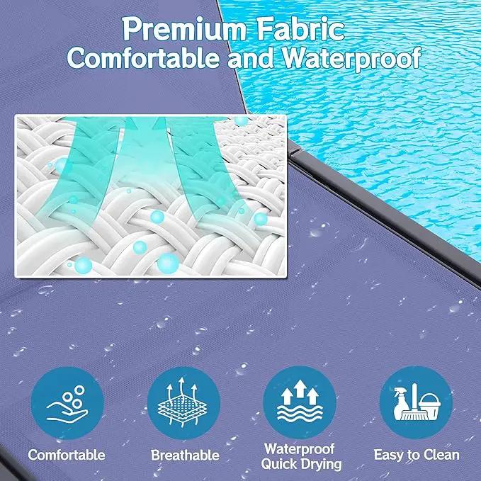 Outdoor Chaise Lounge Chair, Foldable & Assemble-Free, 6 Adjustable Positions, Durable Rust-Resistant Frame, Portable Outdoor Pool Lounge Chairs for Pool Patio Beach, Blue by GreenHaven Gardens