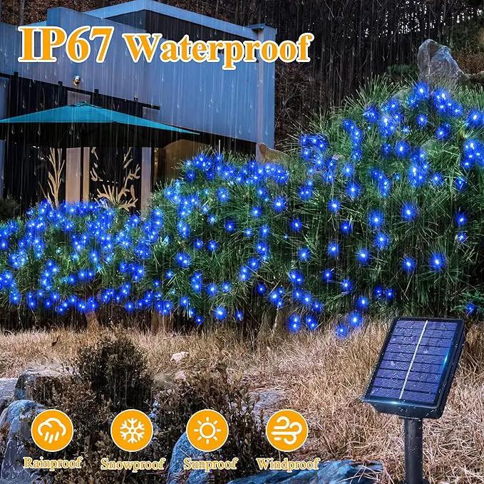 Ollny Solar String Lights for Outside, 2 Pack Total 132FT 400LED Solar Christmas Lights Outdoor, IP67 Waterproof 8 Modes String Lights for Tree Yard Garden Patio Party, Blue by GreenHaven Gardens