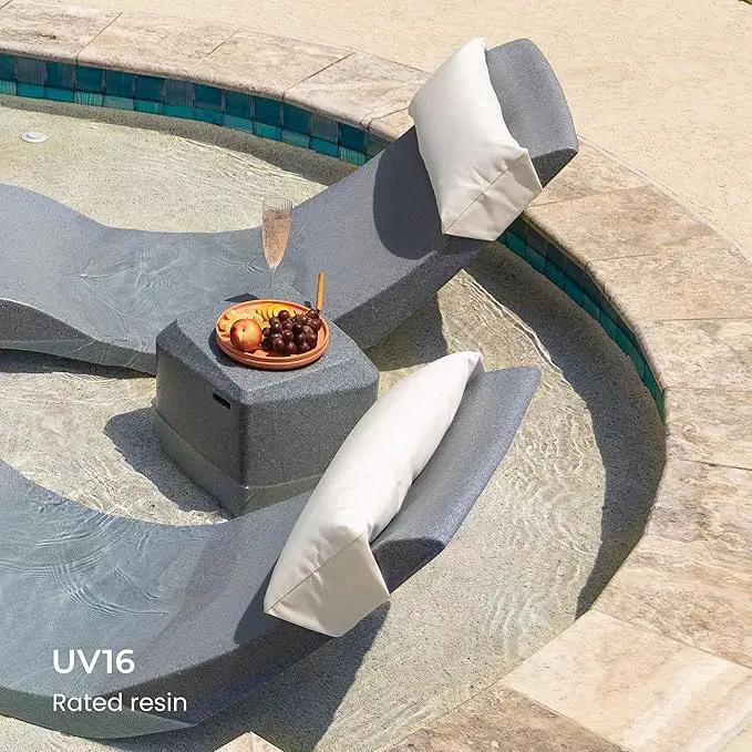 Classic White - Small Side Table – Designed for Shallow Shelves Up to 10” – Aqua Outdoors – Compatible with All Pool Types - Inside Pool, Sun Shelf & Patio Surfaces by GreenHaven Gardens