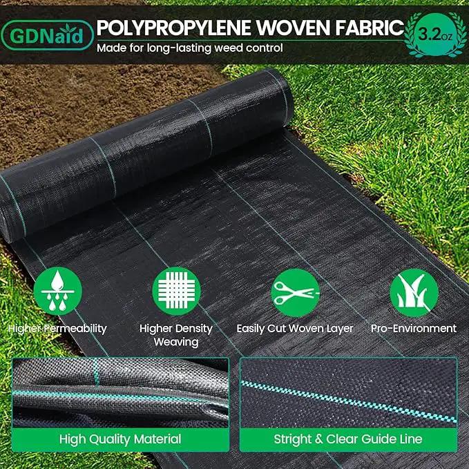 3ftx100ft Weed Barrier Landscape Fabric Heavy Duty, 3.2oz Weed Barrier Fabric, Easy Setup Woven Garden Landscaping Fabric by GreenHaven Gardens
