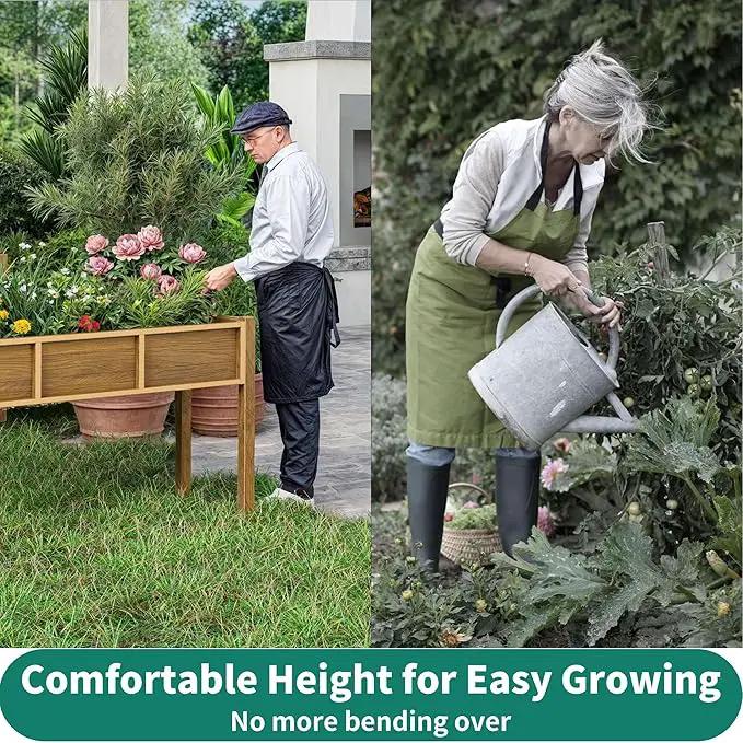 YITAHOME Raised Garden Bed, 47x18x31 Inch HIPS Poly-Wood Weather-Resistant Elevated Planter Box with Legs for Vegetable Flower, Brown by GreenHaven Gardens