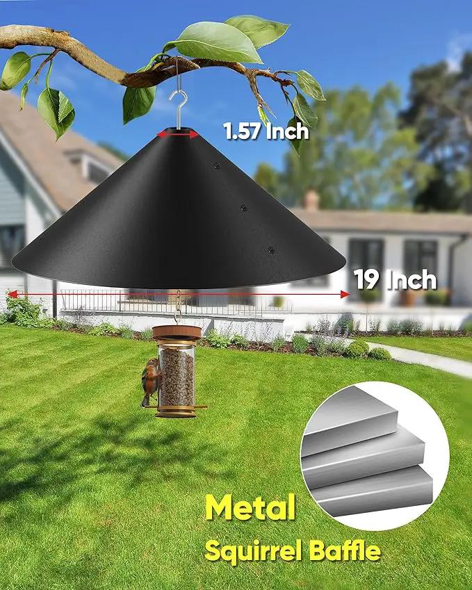 19 Inch Metal Squirrel Baffle for Bird Feeder, Squirrel Proof for Hanging Bird Feeder, Outdoor Bird Feeder Cover, Hummingbird Feeder Umbrella, Rust Chew Proof Heavy Duty by GreenHaven Gardens