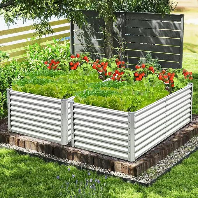 Giantex 6x3x2ft Raised Garden Bed, Large Metal Elevated Rectangular Planter Bed, 271 Gallon Capacity, Outdoor Planting Garden Box for Vegetable Flower Herb Grow (Silver) by GreenHaven Gardens