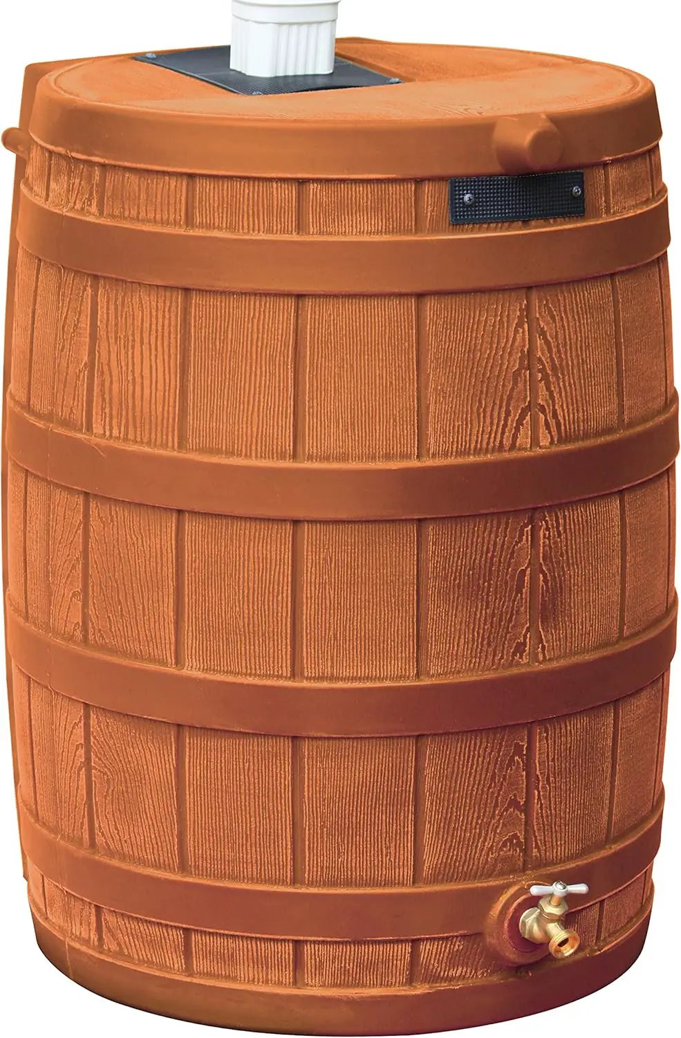 Good Ideas Rain Wizard 50 Gallon Plastic Rain Barrel for Outdoor Rainwater Collection and Storage Features a Metal Spigot and Flat Back Design, Terra Cotta by GreenHaven Gardens