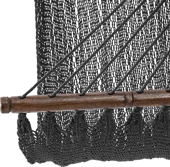 Lazy Daze Hammocks 10.5 FT Double 2 Person Caribbean Rope Hammock, Hand Woven Polyester Hammock with Spreader Bars, for Outside Outdoor Backyard Patio Poolside,450 LBS Capacity, Gray by GreenHaven Gardens