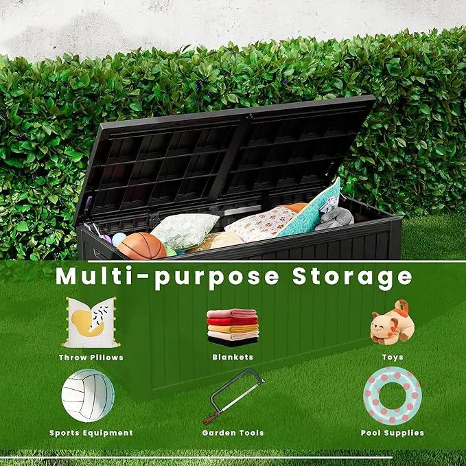 200 Gallon Outdoor Storage Box - Waterproof Patio Deck Box for Outside Deliveries, All-Weather Resin Bin with Lock for Cushions & Tools, UV-Resistant, Matte Black by GreenHaven Gardens