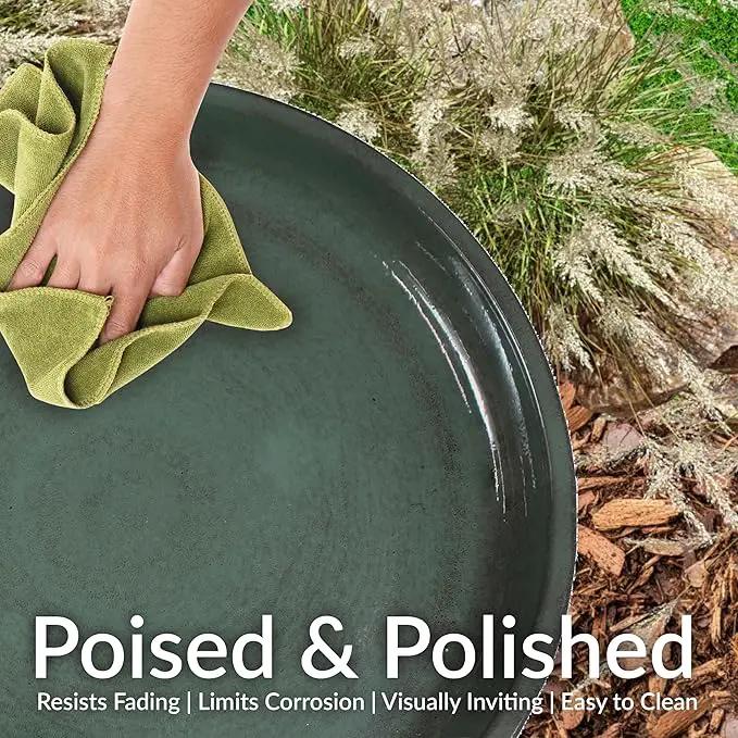 Sunnydaze Gleeful Garden Metal Bird Bath for Outdoors - Large Decorative Iron Birdbath - 23-Inch - Green Glaze by GreenHaven Gardens