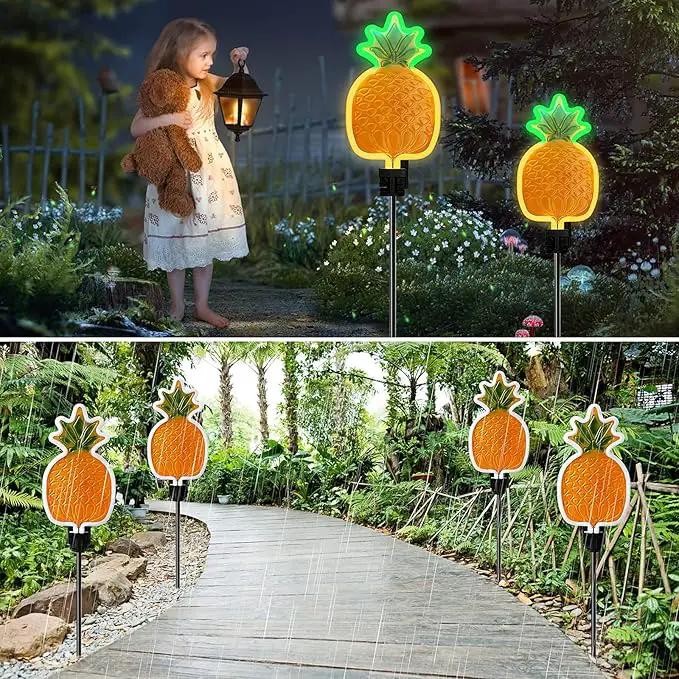 ANGMLN Solar Pineapple Neon Light - 2 Metal Garden Stake Lights 42 inch Path Lighting for Garden Yard Lawn Patio Walkway Decor Gifts for Mom Grandmother by GreenHaven Gardens