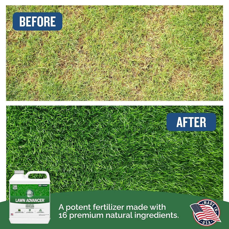 Turf Titan Lawn Advancer – Green Lawn Booster and Lawn Fertilizer (1 Gallon) – Fast Acting Grass Fertilizer w/Tri-Action Formula – Fertilizer Concentrate for Grass Growth - Covers up to 32,000 Sq Ft by GreenHaven Gardens