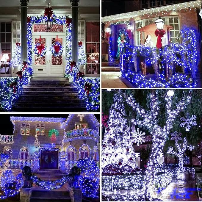 KNONEW Outdoor Christmas Lights 99ft 300 LED String Lights 8 Modes & Timer Fairy Light Plug in Waterproof LED String Lights for Xmas Yard Tree Wedding Party Holiday Decorations (Blue) by GreenHaven Gardens