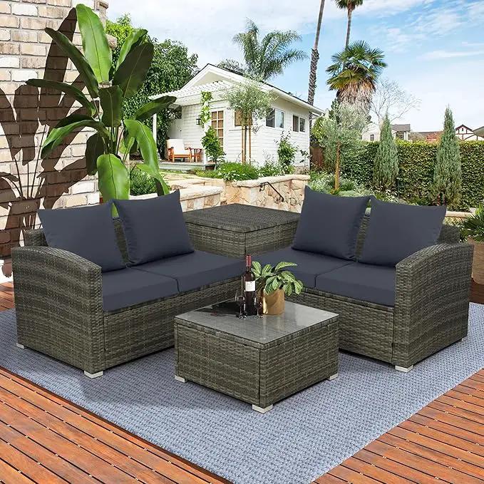 Outdoor Chair Cushions, Waterproof Outdoor Cushions for Patio Furniture w/Fade-Resistant, Removable & Machine-Washable Covers, 19x19 Inch, Ideal for Seat in Gardens/Porch – Set of 4, Dark Grey by GreenHaven Gardens
