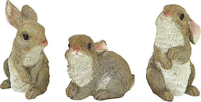 Design Toscano QM92008 The Bunny Den Rabbits Indoor/Outdoor Garden Animal Statues, 3 Inches Wide, 4 Inches Deep, 5 Inches High, Full Color Finish by GreenHaven Gardens