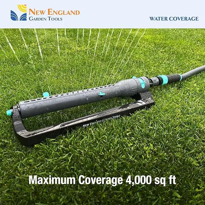 Lawn Turbo Oscillating Water Sprinkler 100003 Adjustable Pattern to Cover 4,000 sq.ft. by New England Garden Tools by GreenHaven Gardens