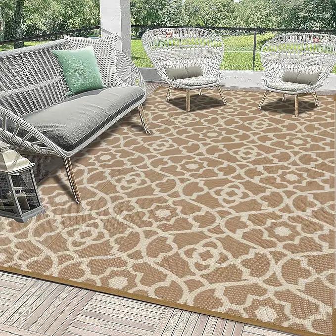 HEBE Outdoor Rug Waterproof 5x8, Plastic Straw Rug Camping Rug, Reversible Outdoor Patio Rugs RV Mat Clearance, Indoor Outside Floor Carpet for Porch,Deck,Camper,Balcony,Backyard by GreenHaven Gardens