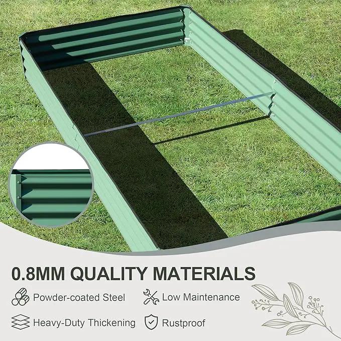 Domi Galvanized Raised Garden Bed, 6x3x1Ft Thickening Metal Planter Box for Vegetables Bottomless for Backyard Outdoor, 1" Deep w/ 128 Gallon Capacity - Green by GreenHaven Gardens