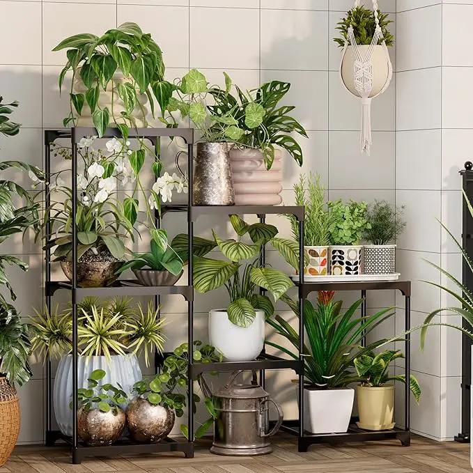 Metal Plant Stand Indoor Outdoor Plant Shelf Stand, 3 Tiers 7 Pots Potted Flower Plant Stands for Indoor Plants Multiple, Plant Shelves Stands Rack for Patio, Balcony, Living Room by GreenHaven Gardens