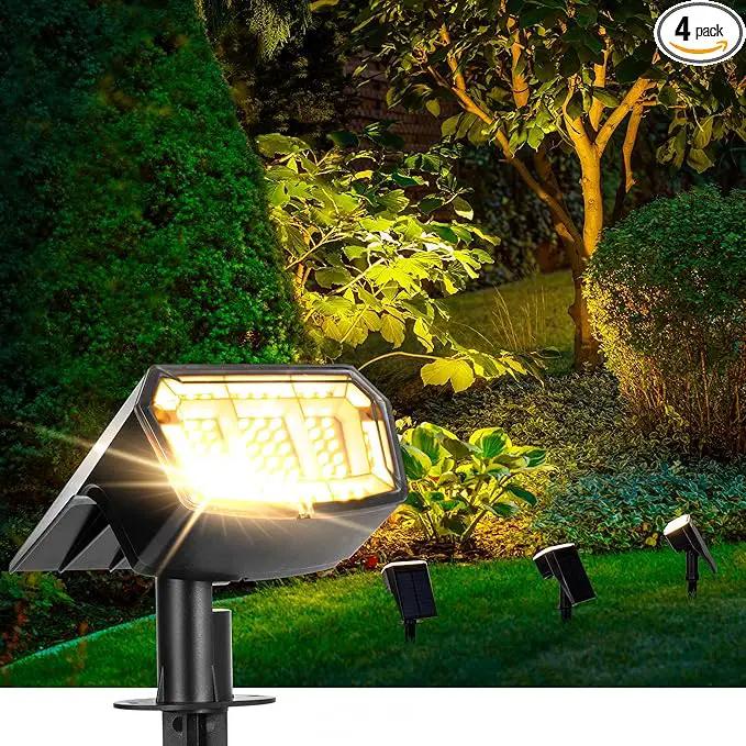 Solar spotlights Outdoor 63 LED 3 Lighting Modes, IP65 Waterproof Lighten Yard Garden House Garage Pathway for Christmas Decorations-4 Pack by GreenHaven Gardens