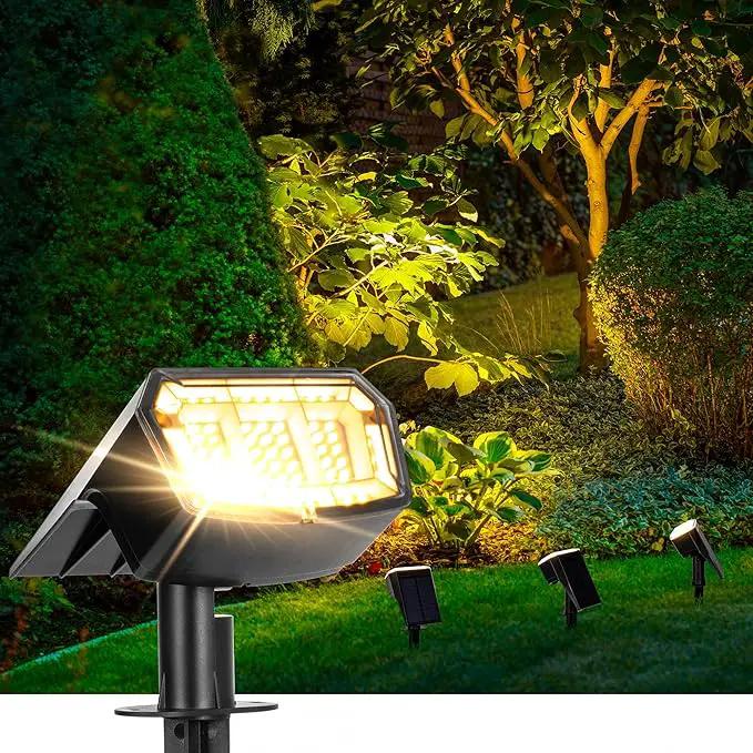 Solar Spot Lights Outdoor Waterproof 1 Pack IP65, 63 LED 3 Lighting Modes Spotlights for Outside Yard Garden House Garage Landscape Lights-Warm White by GreenHaven Gardens