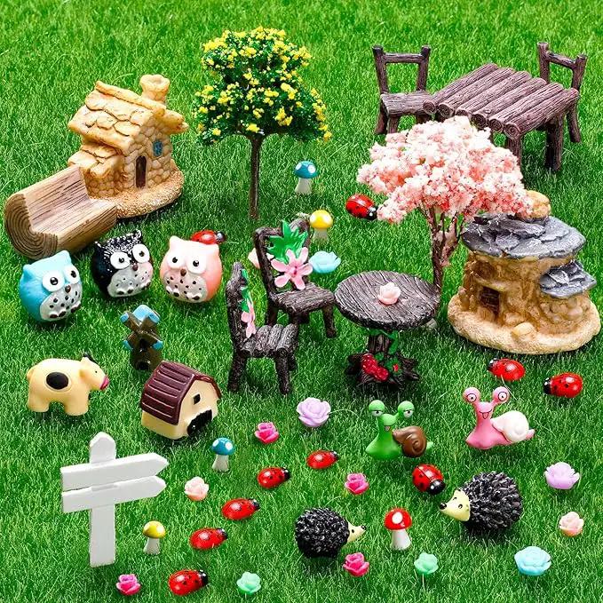 Skylety 64 Pieces Miniature Garden Accessories Mini Animals Miniature Ornament Kit Animal Figurines Miniature Micro Landscape Accessories for Dollhouse Decoration Plant House Decor by GreenHaven Gardens