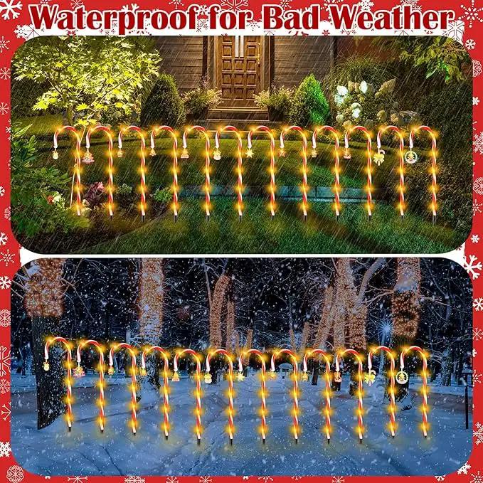 12 Pcs Christmas Candy Cane Lights Outdoor Christmas Decorations Battery Operated Candy Cane Pathway Markers Light 84 LED Candy Cane Stake Waterproof with 8 Modes for Yard Garden Lawn Tree Decor by GreenHaven Gardens