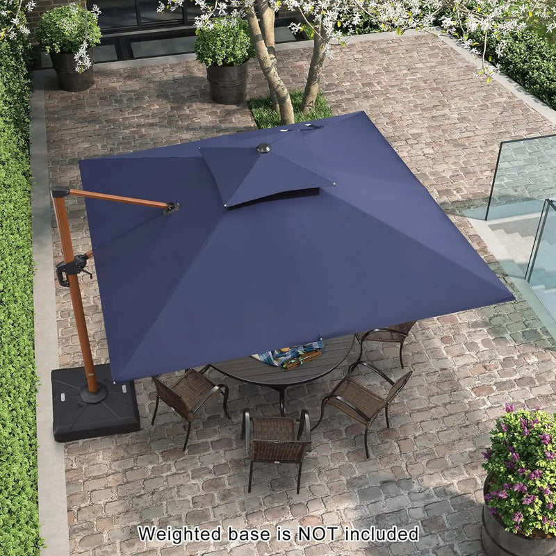 PURPLE LEAF 10ft Patio Umbrella Outdoor Square Umbrellas Large Cantilever Umbrella Windproof Offset Umbrellas Heavy Duty Sun Umbrella for Garden Deck Pool Patio, Navy Blue by GreenHaven Gardens
