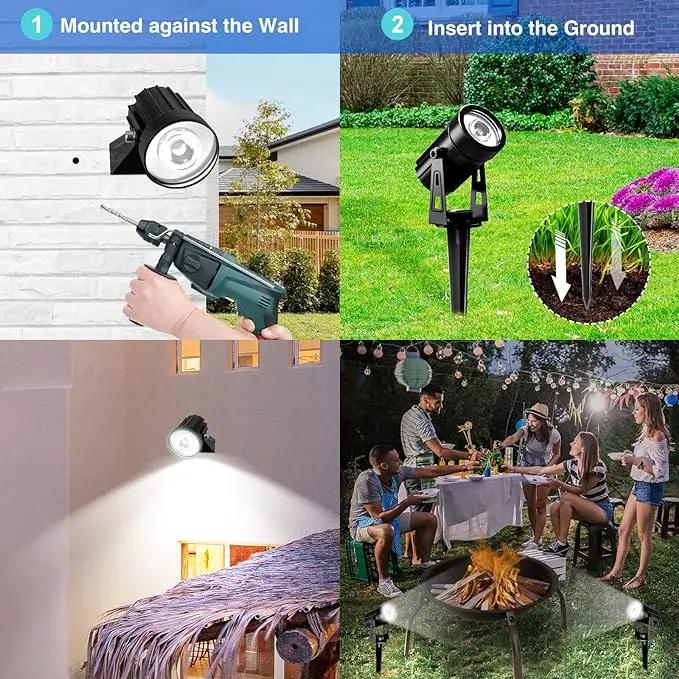 T-SUNUS Solar Landscape Spotlights, Solar Garden Spot Lights IP65 Waterproof 9.8ft Cable, 2000mAh Separated Solar Panel, Auto On/Off for Garden Driveway Pathway Pool Area (White 6000K) by GreenHaven Gardens