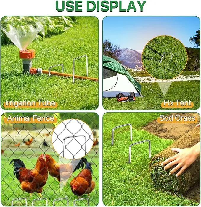 240 Pack Landscape Staples Garden Staples Yard Stakes 6 Inch 11 Gauge Anti-Rust Heavy-Duty Fence Stakes Metal Sod Pins for Weed Barrier Fabric Irrigation Tubing Hose by GreenHaven Gardens