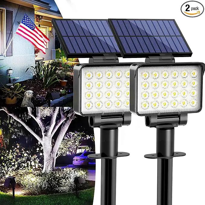 Solar Spot Lights Outdoor Waterproof 2 Pack for Flag, Tree, House, Garden, Yard, Landscape Spotlights for Accent Uplighting Halloween Christmas Decorations by GreenHaven Gardens