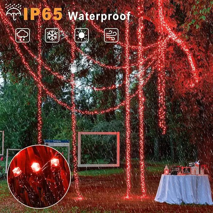 2 Pack Solar String Lights for Outside, Each 40Ft 120 LED Solar Lights Outdoor, 8 Modes Waterproof Solar Powered Twinkle Light for Backyard Patio Tree Party Garden Wedding Decoration, Red by GreenHaven Gardens