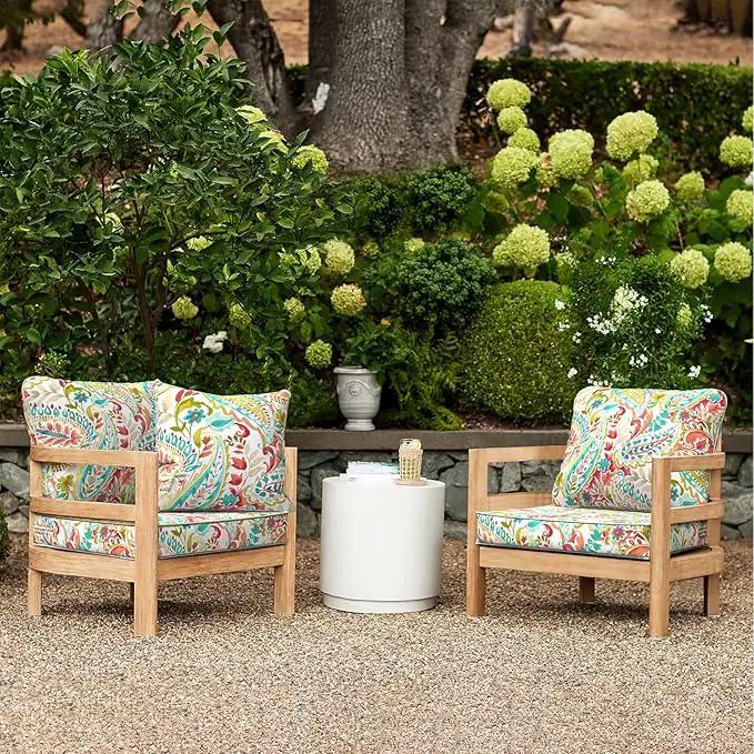 LVTXIII Outdoor Deep Seat Cushion Patio Seat and Back Cushion Set Seasonal Chair Cushion for Dining Arm Chairs, Wicker Chairs and Garden Furniture Decoration, 24"x24"x4", Pretty Paisley by GreenHaven Gardens