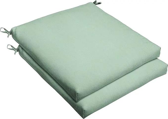 Sorra Home Sunbrella Bristol Square Chair Cushion (Set of 2) - Fade & Water Resistant, Outdoor & Indoor Patio Seat Cushion with Plush Foam - Canvas Spa (19" x 19" x 2.5") by GreenHaven Gardens
