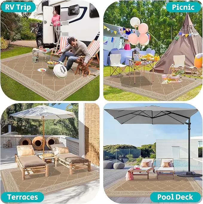 HEBE Outdoor Rug Waterproof 6x9, Plastic Straw Rug Camping Rug, Reversible Outdoor Patio Rugs RV Mat Clearance, Indoor Outside Floor Carpet for Porch,Deck,Camper,Balcony,Backyard by GreenHaven Gardens