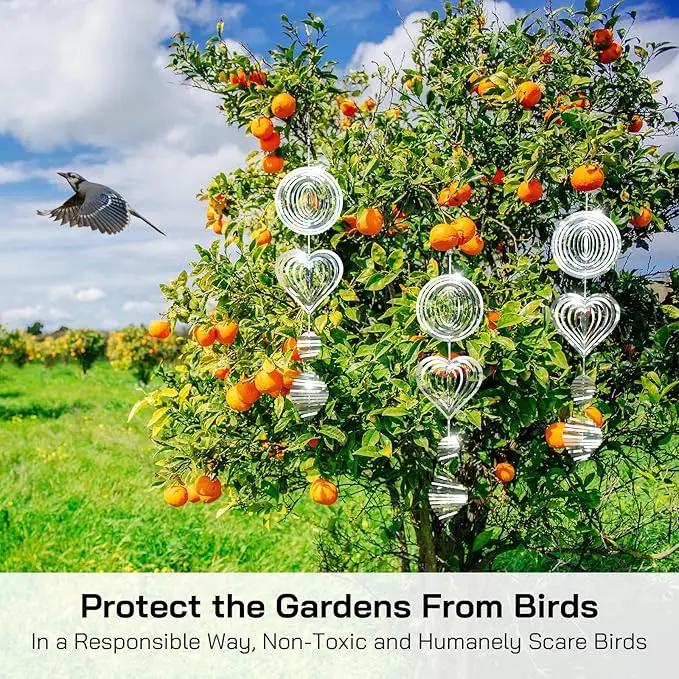Bird Deterrents for Outside, Reflective 3D Stainless Steel Wind Spinners, Garden Decor, Bird Scare Devices to Keep Woodpeckers, Pigeons Away from Your House, Patio, Orchards by GreenHaven Gardens