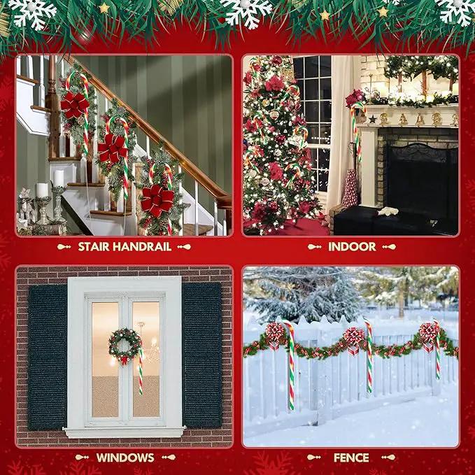 WeGuard 10PK Christmas Candy Cane Pathway Lights Outdoor Decorations 21" 8 Lighting Modes Flashing Waterproof Outdoor Lighted Christmas Decor for Garden Yard (Red&Green) by GreenHaven Gardens